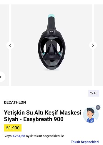 Decathlon Decatlon Subea Siyah Seffaf Yuz Maskesi