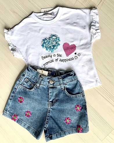 Kız çocuk şortlu takım zara hm LCW