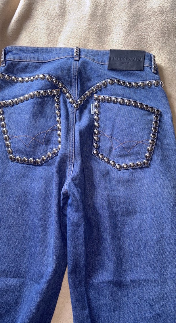 Metal Çivili Mavi Denim Jean — görsel 4/5