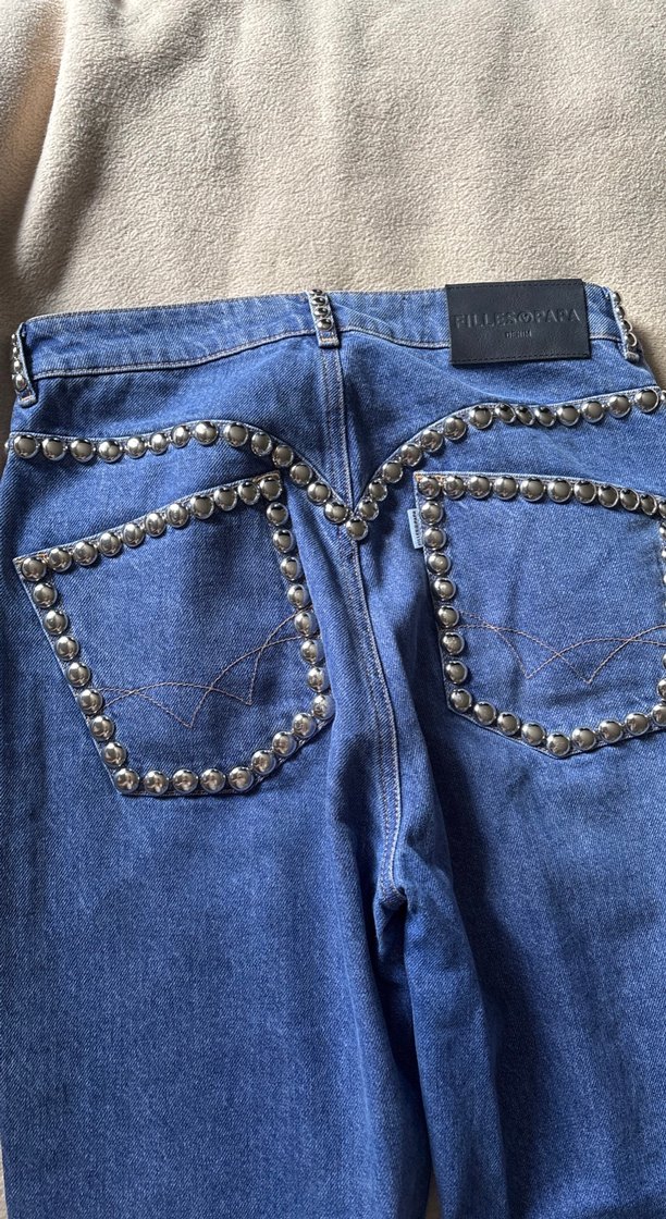 Metal Çivili Mavi Denim Jean — görsel 3/5