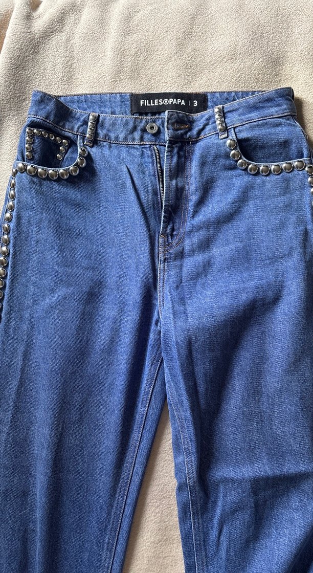 Metal Çivili Mavi Denim Jean — görsel 2/5