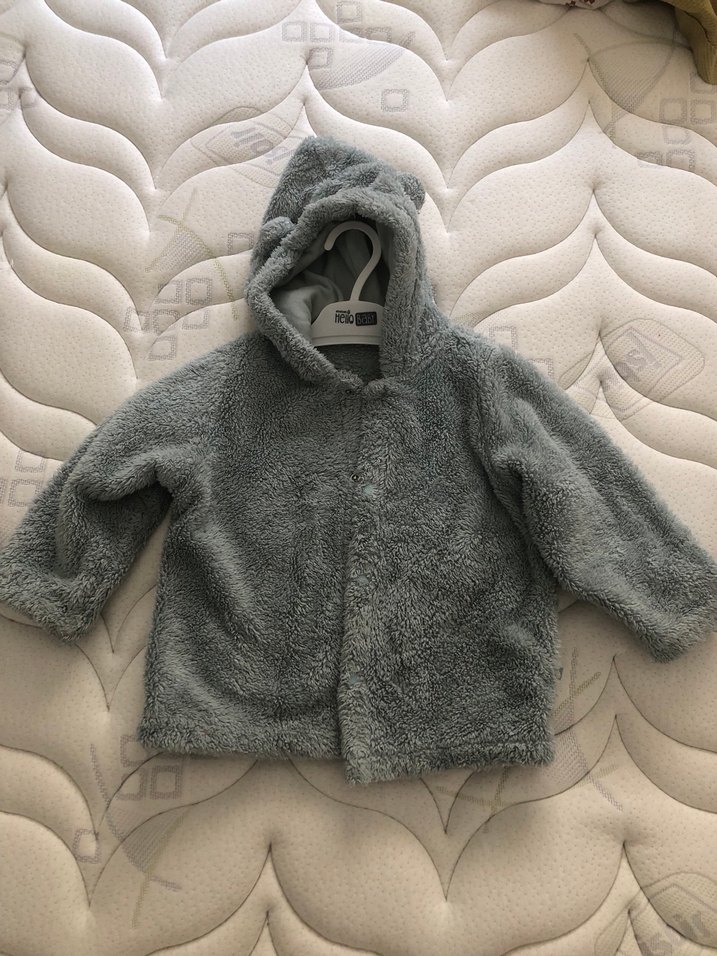 Su yeşili Kapüşonlu unisex Kürk Detaylı Mont - Görsel 2