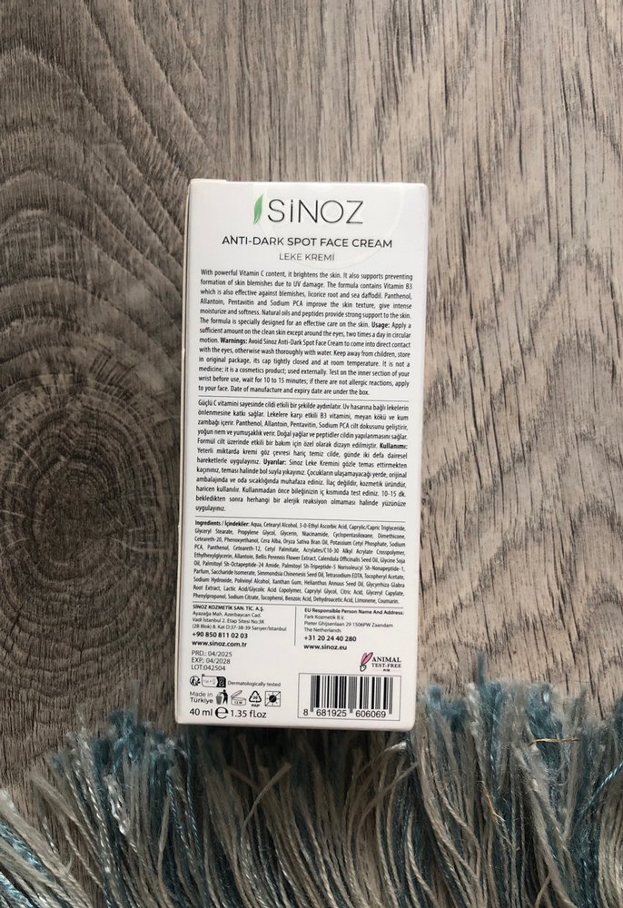 Sinoz Anti Dark Spot Yüz Kremi - Görsel 3