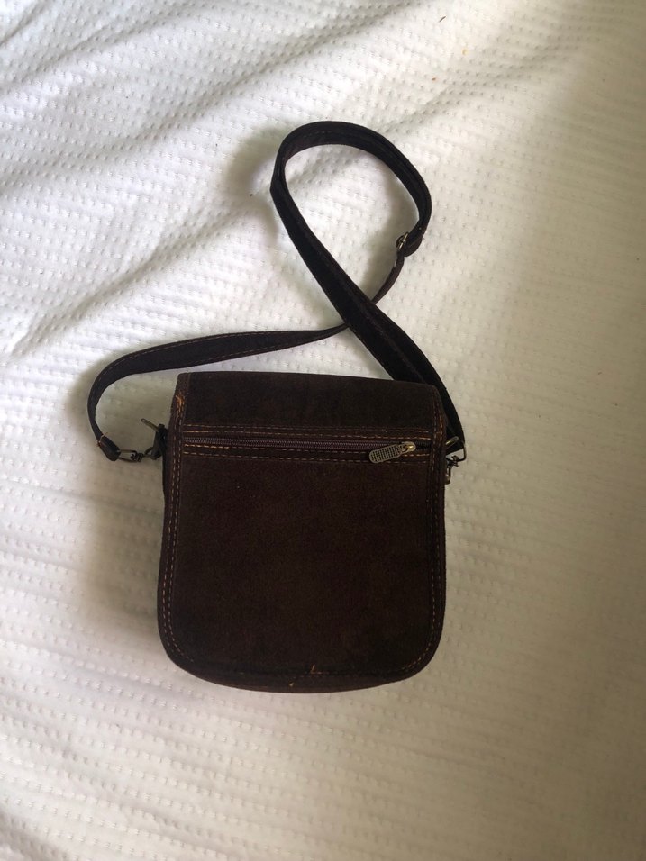 Kahverengi Nakışlı Kadın Süet kadife Çanta - Görsel 5