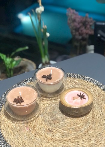 Kahve kokulu Renkli Mum ve Mumluk Seti - Görsel 4