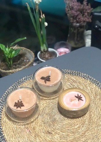 Kahve kokulu Renkli Mum ve Mumluk Seti - Görsel 3