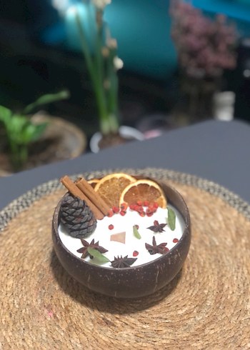 Hindistan cevizi kabuğunda Tasarım mum - Görsel 3