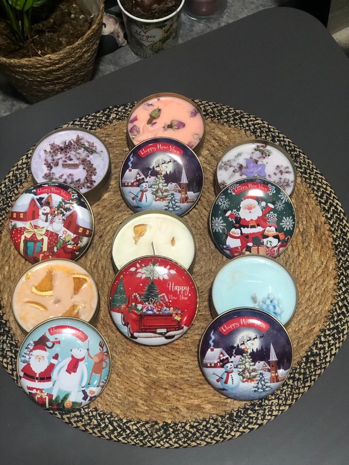 Parlak Turuncu Kokulu Mum ve Metal Kutu - Görsel 5