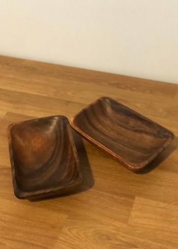 Parlak Kahverengi Ahşap 2 li  Kase - Görsel 2