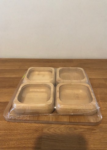 4'lü Kare Ahşap Sunum Kabı Seti - Görsel 4