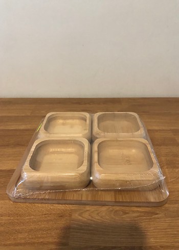 4'lü Kare Ahşap Sunum Kabı Seti - Görsel 3