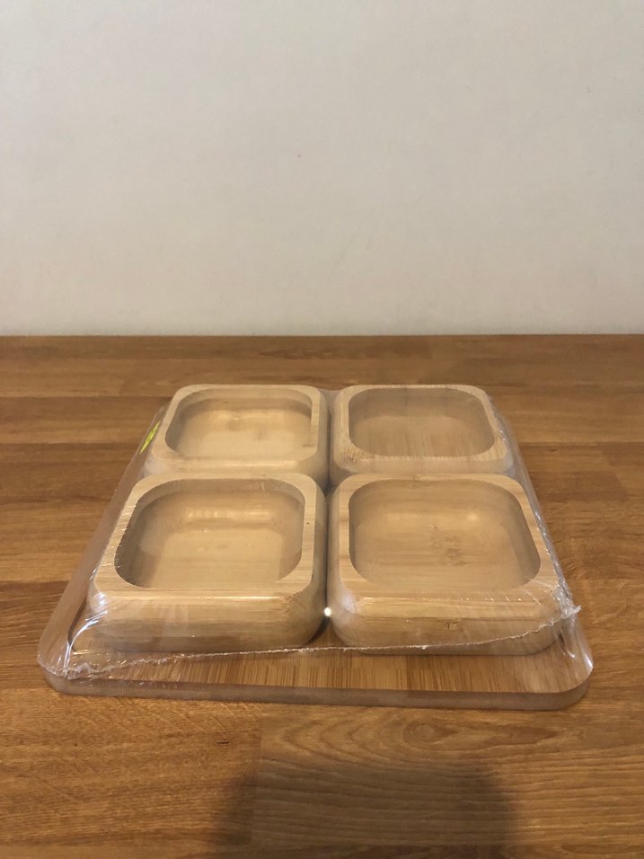 4'lü Kare Ahşap Sunum Kabı Seti - Görsel 3