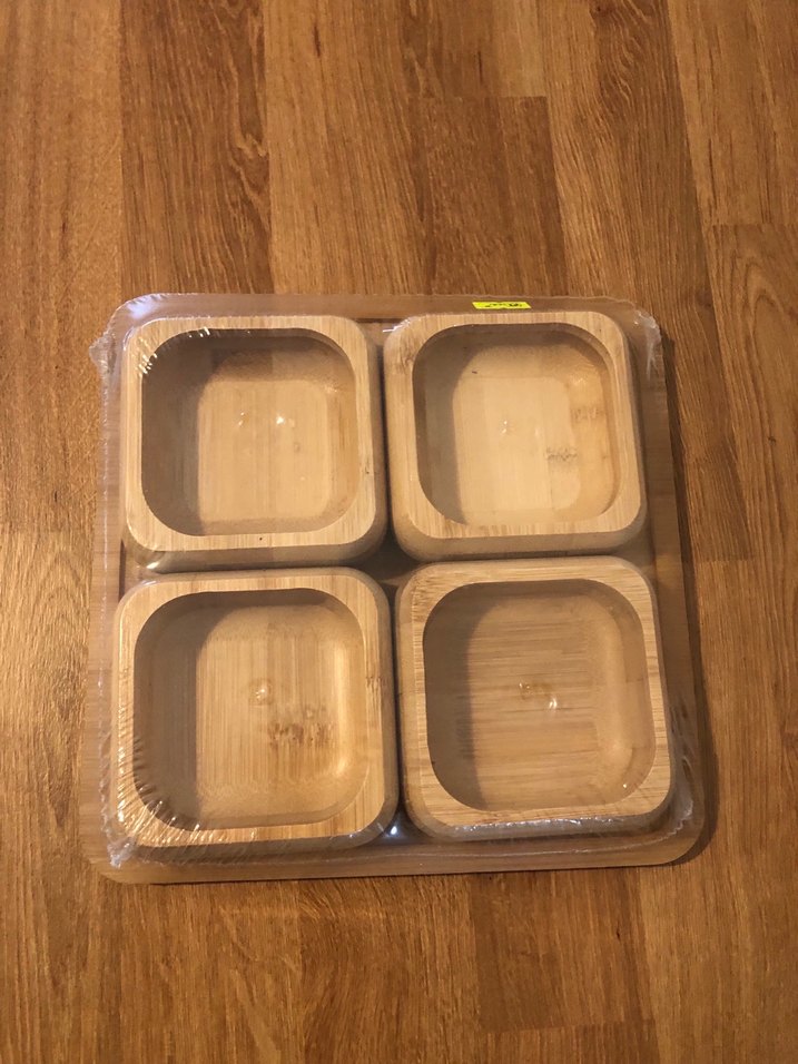 4'lü Kare Ahşap Sunum Kabı Seti - Görsel 2