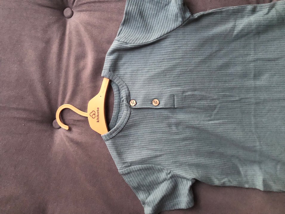 Düğmeli yeşil Kısa Kollu unisex Çocuk zıbın - Görsel 3