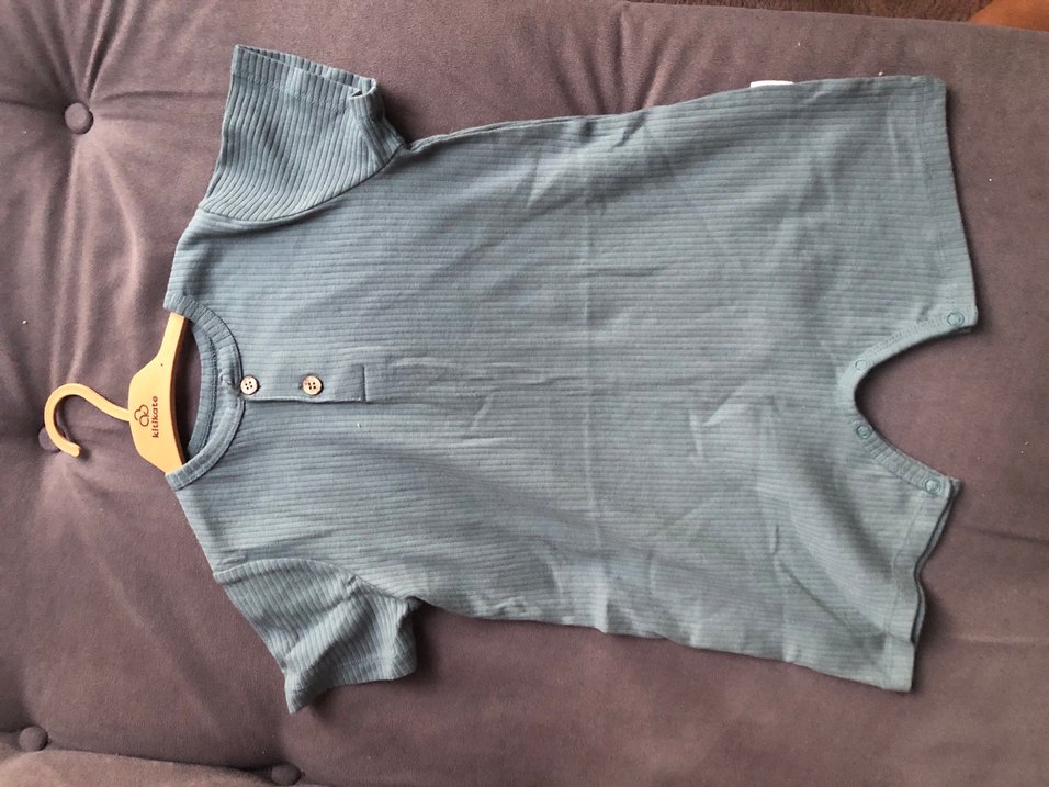 Düğmeli yeşil Kısa Kollu unisex Çocuk zıbın - Görsel 2