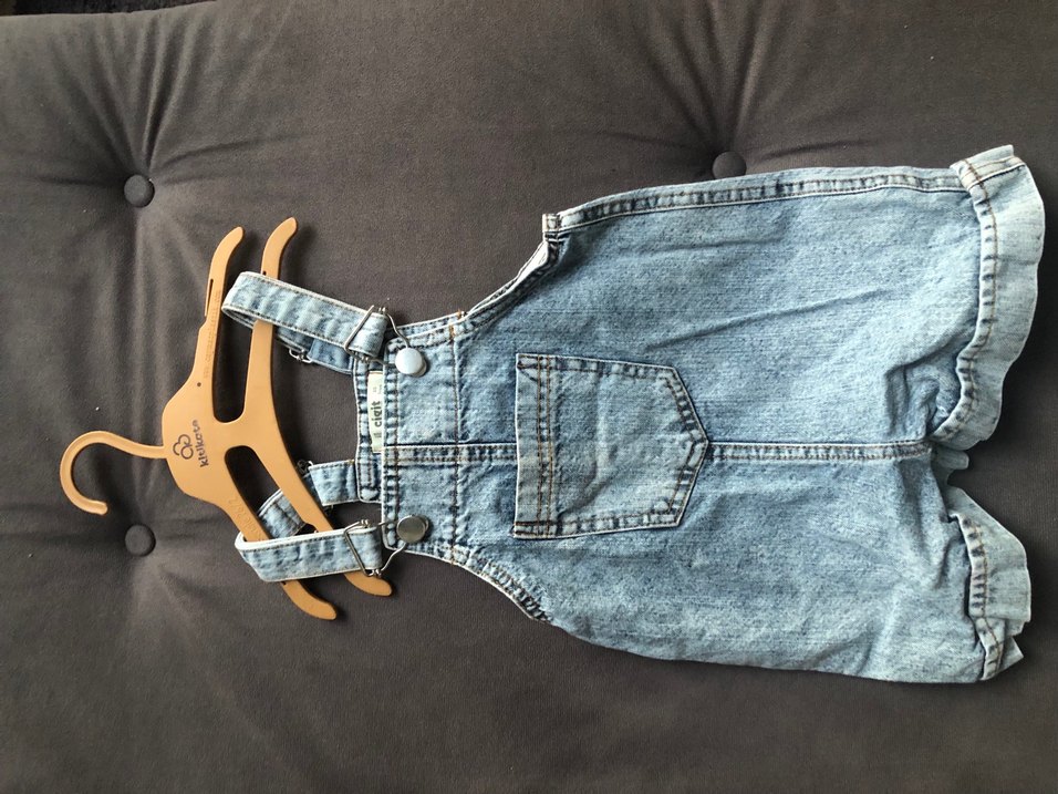 Unisex çocuk Mavi Kot Askılı Tulum - Görsel 3