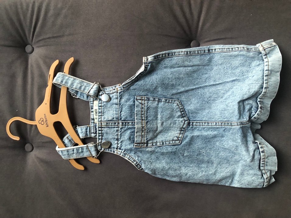 Unisex çocuk Mavi Kot Askılı Tulum - Görsel 2