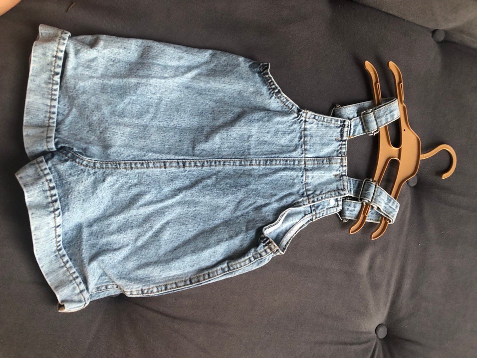 Unisex çocuk Mavi Kot Askılı Tulum - Görsel 5