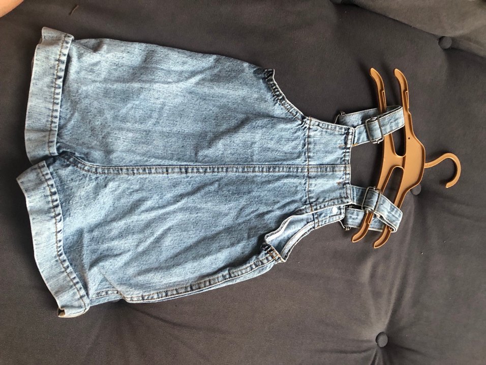 Unisex çocuk Mavi Kot Askılı Tulum - Görsel 4