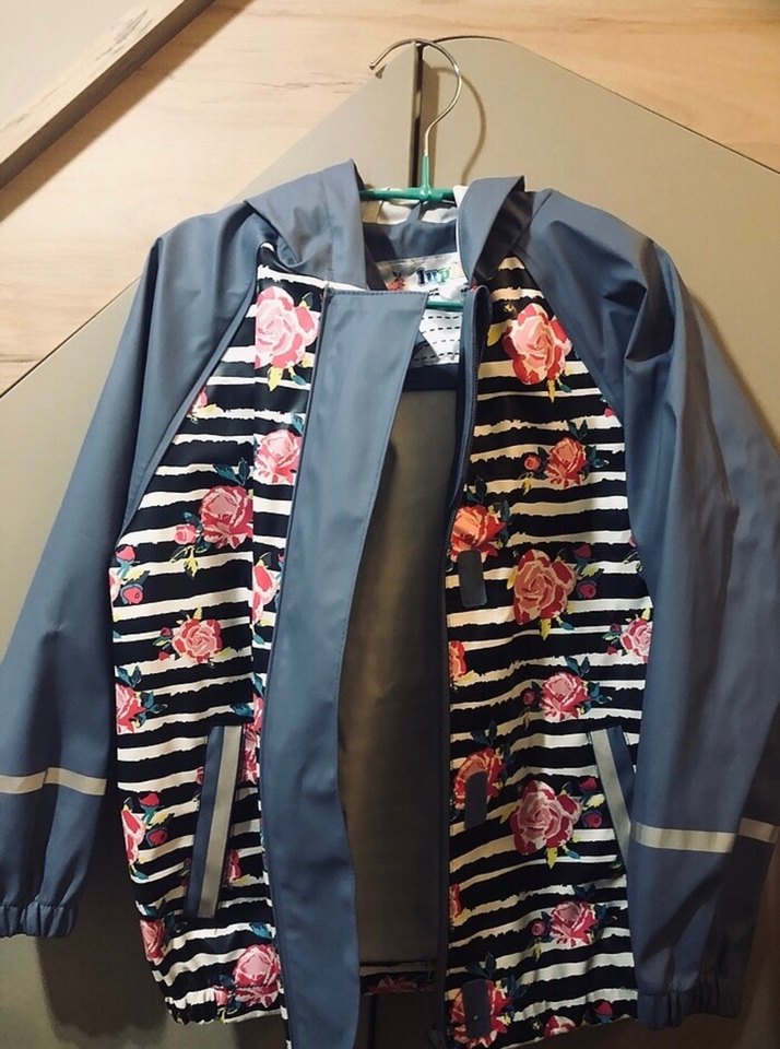 Çiçek Desenli Mavi Kız Yağmurluk - Görsel 5