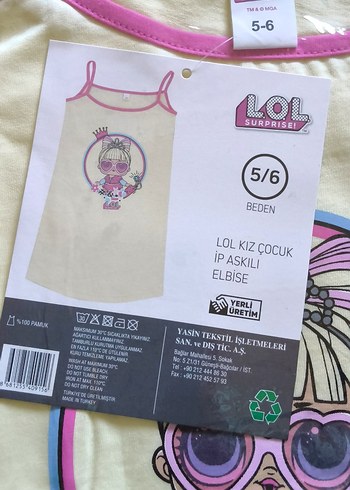 5/6 YAŞ LOL İP ASKILI ELBİSE - Görsel 4