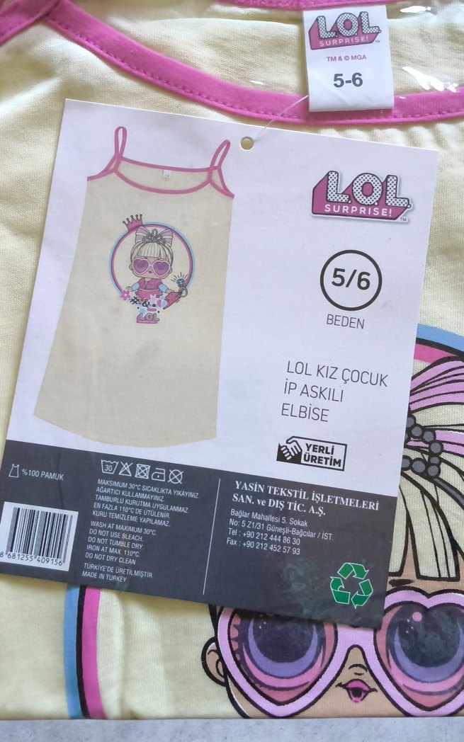 5/6 YAŞ LOL İP ASKILI ELBİSE - Görsel 4