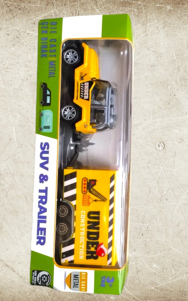 YENİ*SARI RENKLİ SUV VE RÖMORK OYUNCAK ARABA - Görsel 2