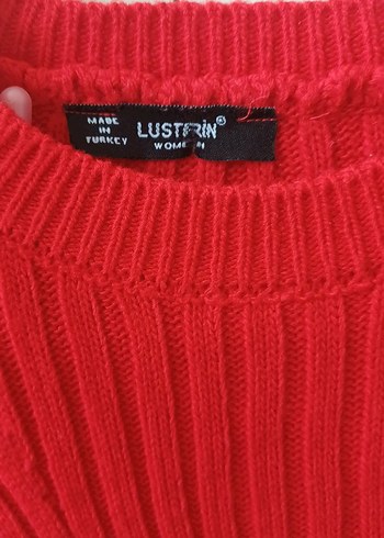 Kırmızı Fitilli Triko Midi Elbise - Görsel 3