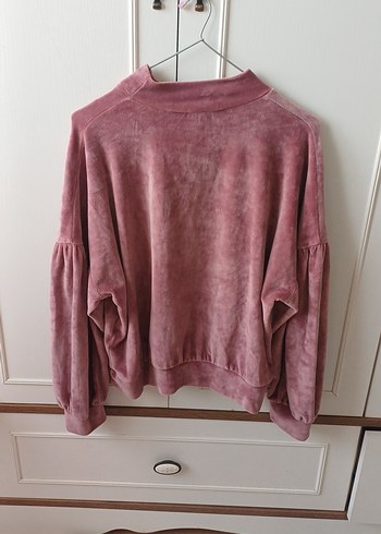 Pembe Süet Kadın Sweatshirt - Görsel 4