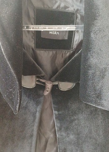 Siyah Süet Düğmeli Midi Kadın Ceket - Görsel 2