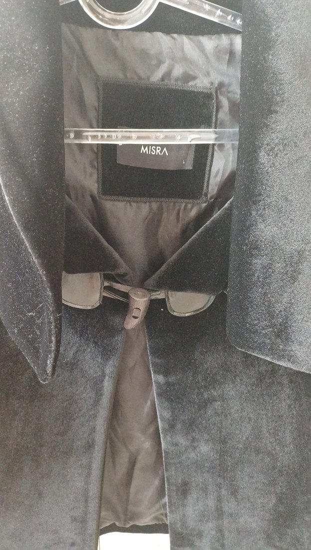 Siyah Süet Düğmeli Midi Kadın Ceket - Görsel 2