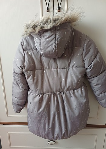 Kız Çocuk Kapüşonlu Gri Şişme Mont - Görsel 7