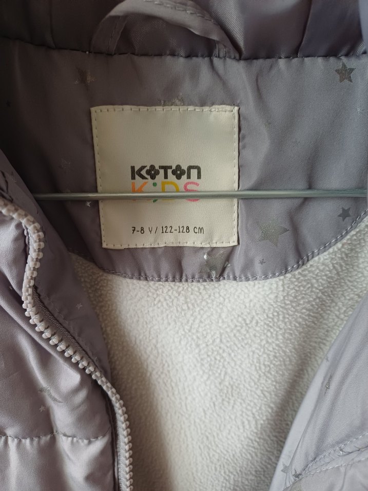 Kız Çocuk Kapüşonlu Gri Şişme Mont - Görsel 4