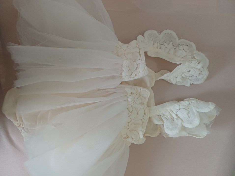 Kız Çocuk Beyaz Fırfırlı Bohem Elbise - Görsel 3