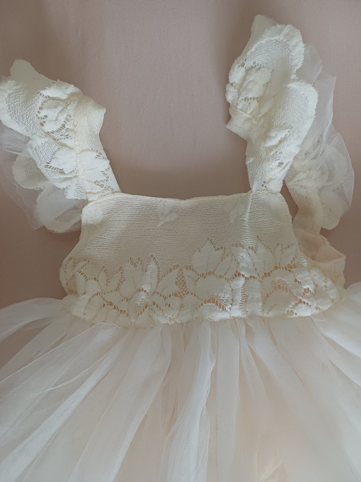 Kız Çocuk Beyaz Fırfırlı Bohem Elbise - Görsel 2