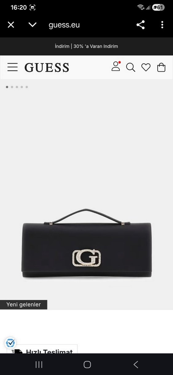 orjinal Guess Siyah Deri Tokalı Kadın Çantası - Görsel 4