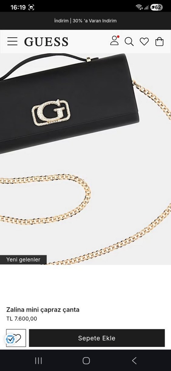 orjinal Guess Siyah Deri Tokalı Kadın Çantası - Görsel 2