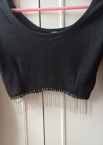 Püsküllü Siyah Uzun Kollu Triko Bluz - Görsel 2