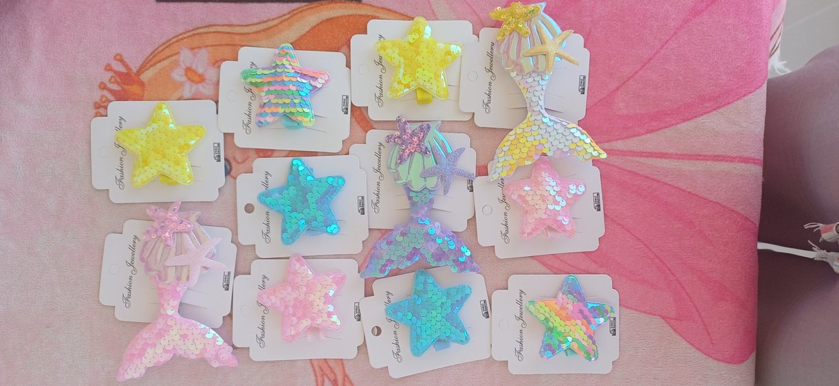 Renkli Payetli Yıldız Saç Tokaları - Görsel 2