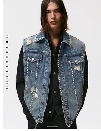 Zara zımbalı Denim yelek