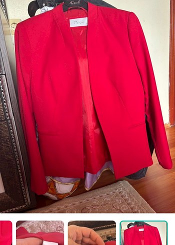 Zara Kirmizi Uzun Kollu Blazer Ceket