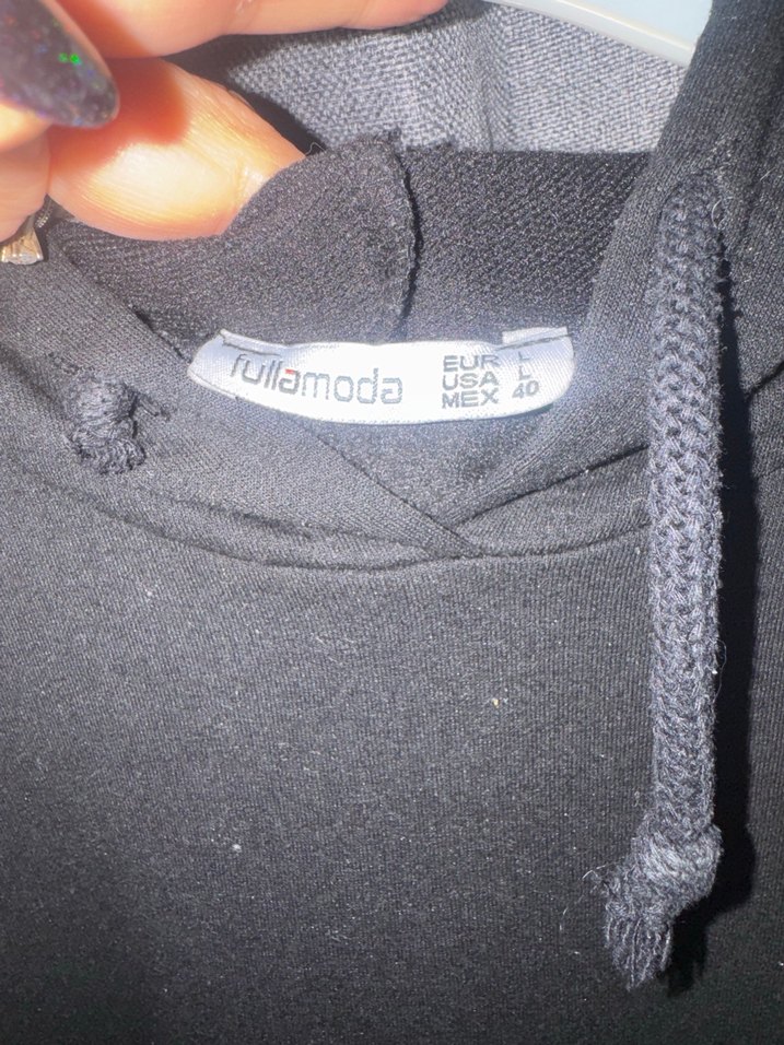 Siyah Uzun Kollu Kapüşonlu Sweatshirt Elbise - Görsel 3