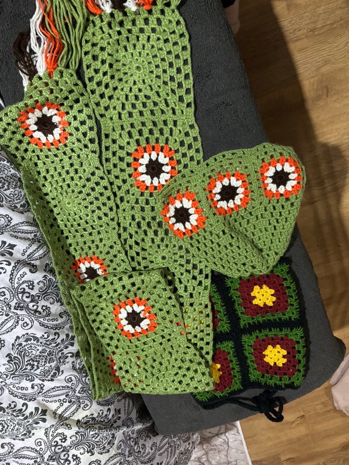 Renkli Örgü Bohem Kadın Atkı - Görsel 2