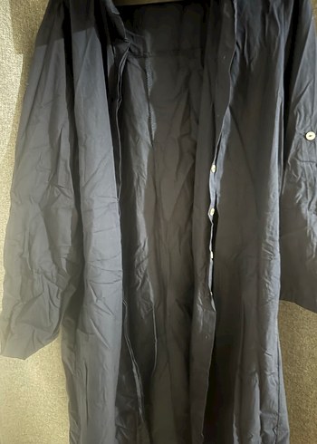 Düğmeli Siyah Uzun Hamile Kaban - Görsel 3