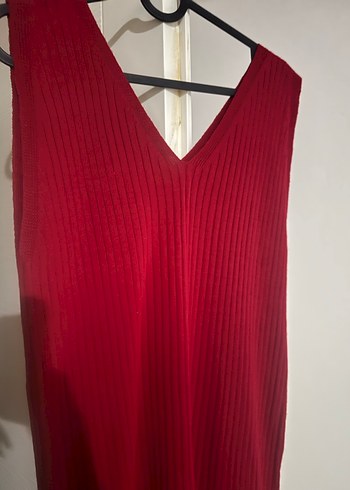 Bordo Drapeli V Yaka Uzun Elbise - Görsel 3