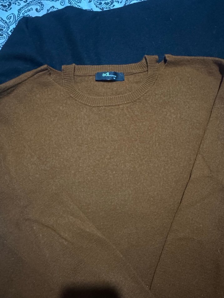 Kahverengi Kadın Uzun Kollu Yün Kazak - Görsel 2