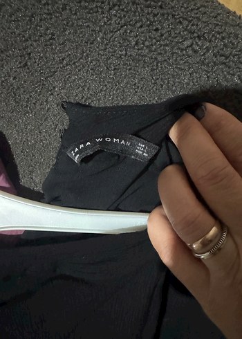 Uzun Kollu Siyah Keten elbise - Görsel 3