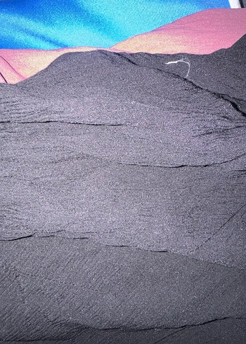 Uzun Kollu Siyah Keten elbise - Görsel 4