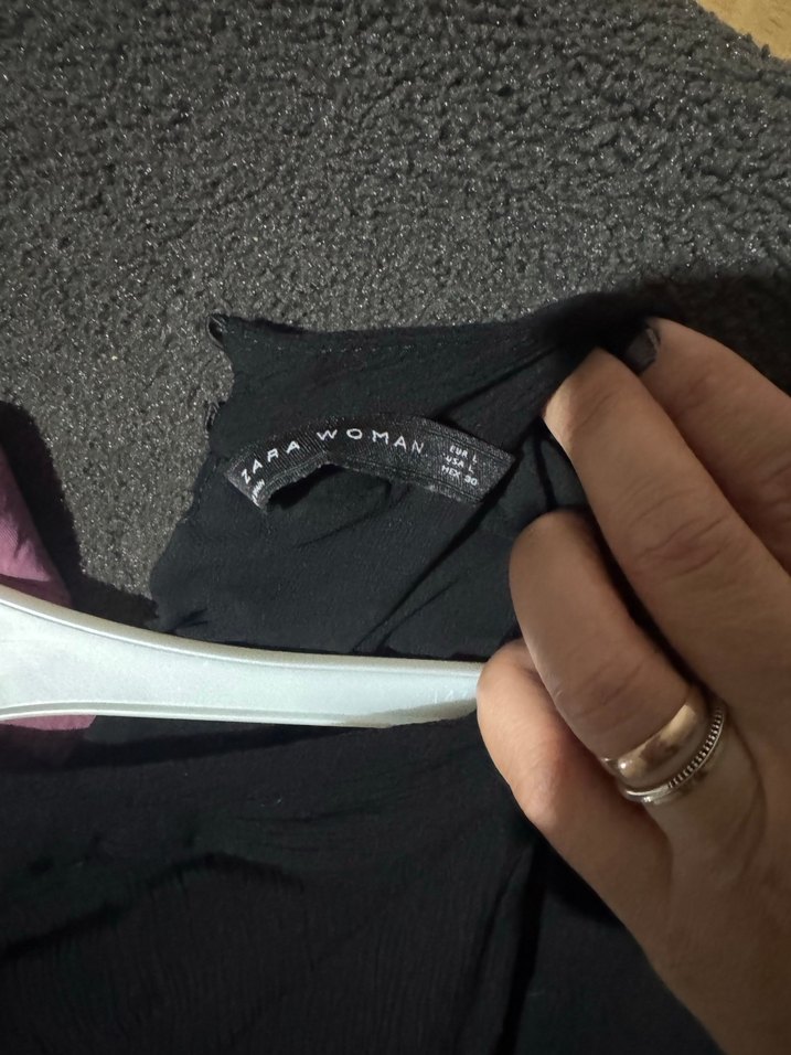 Uzun Kollu Siyah Keten elbise - Görsel 3