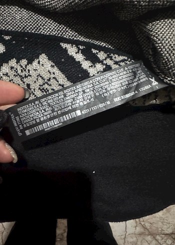 Yılan Desenli Bohem Uzun Gri Kadın Süveter - Görsel 2